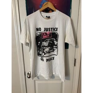 Vintage Screen Stars Best No Justice No Peace LAPD Rodney King T-Shirt XL White